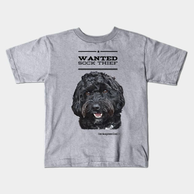 Cockapoo / Doodle Dog Sock Thief Kids T-Shirt by WoofnDoodle 